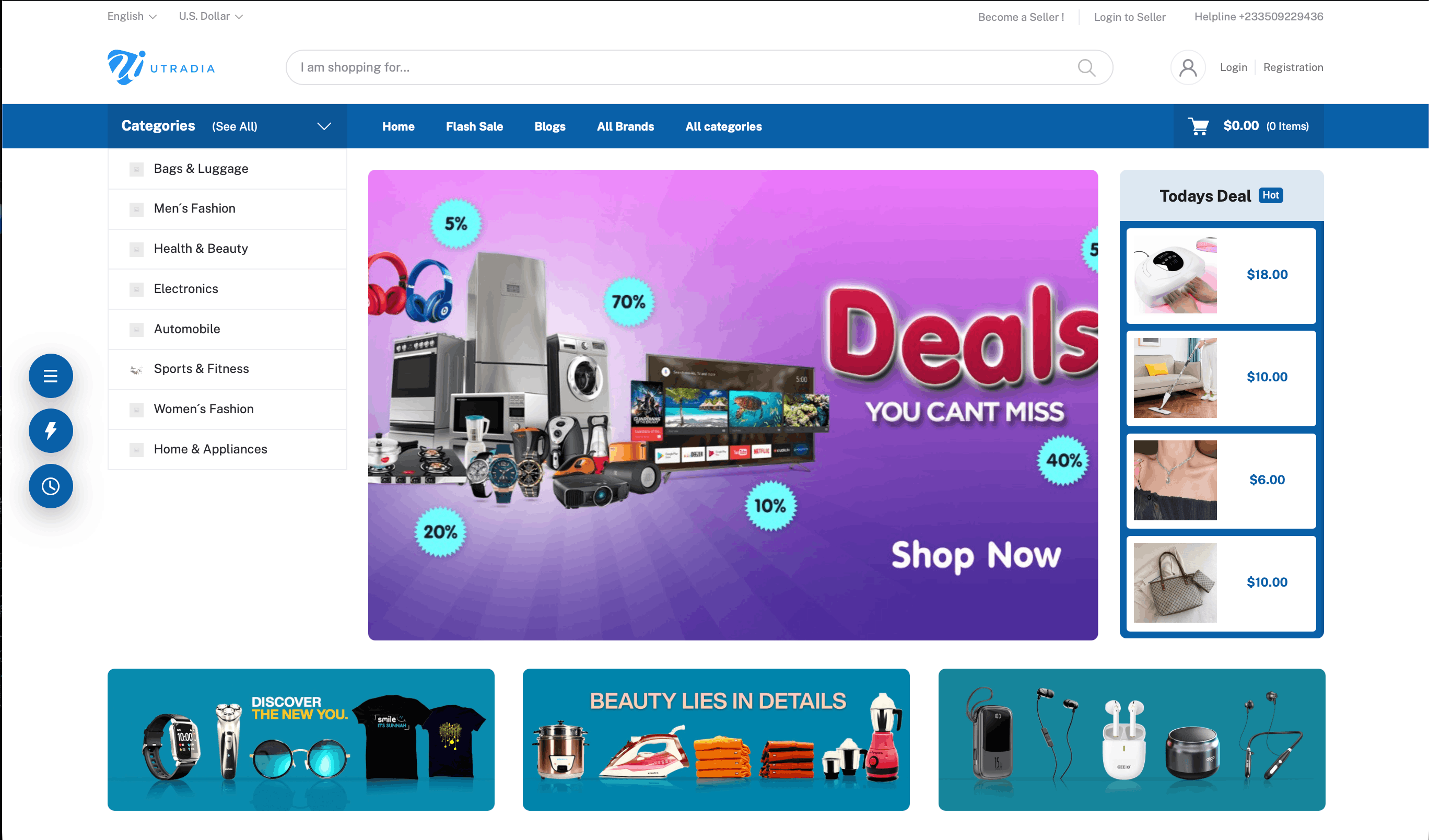 Utradia Multi Vendor Ecommerce Website