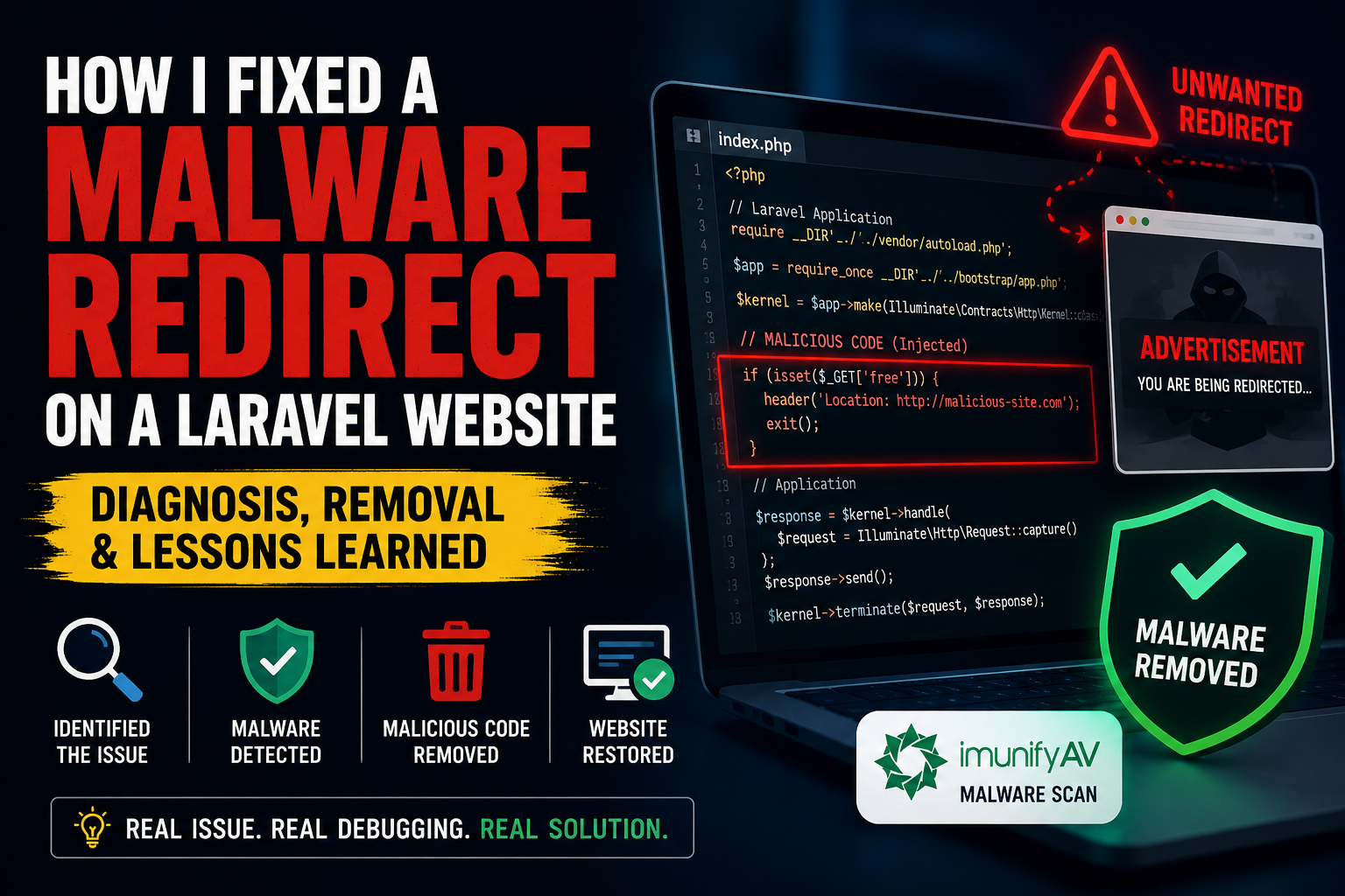 How I Diagnosed and Fixed a Malware Redirect Issue on a Laravel Website