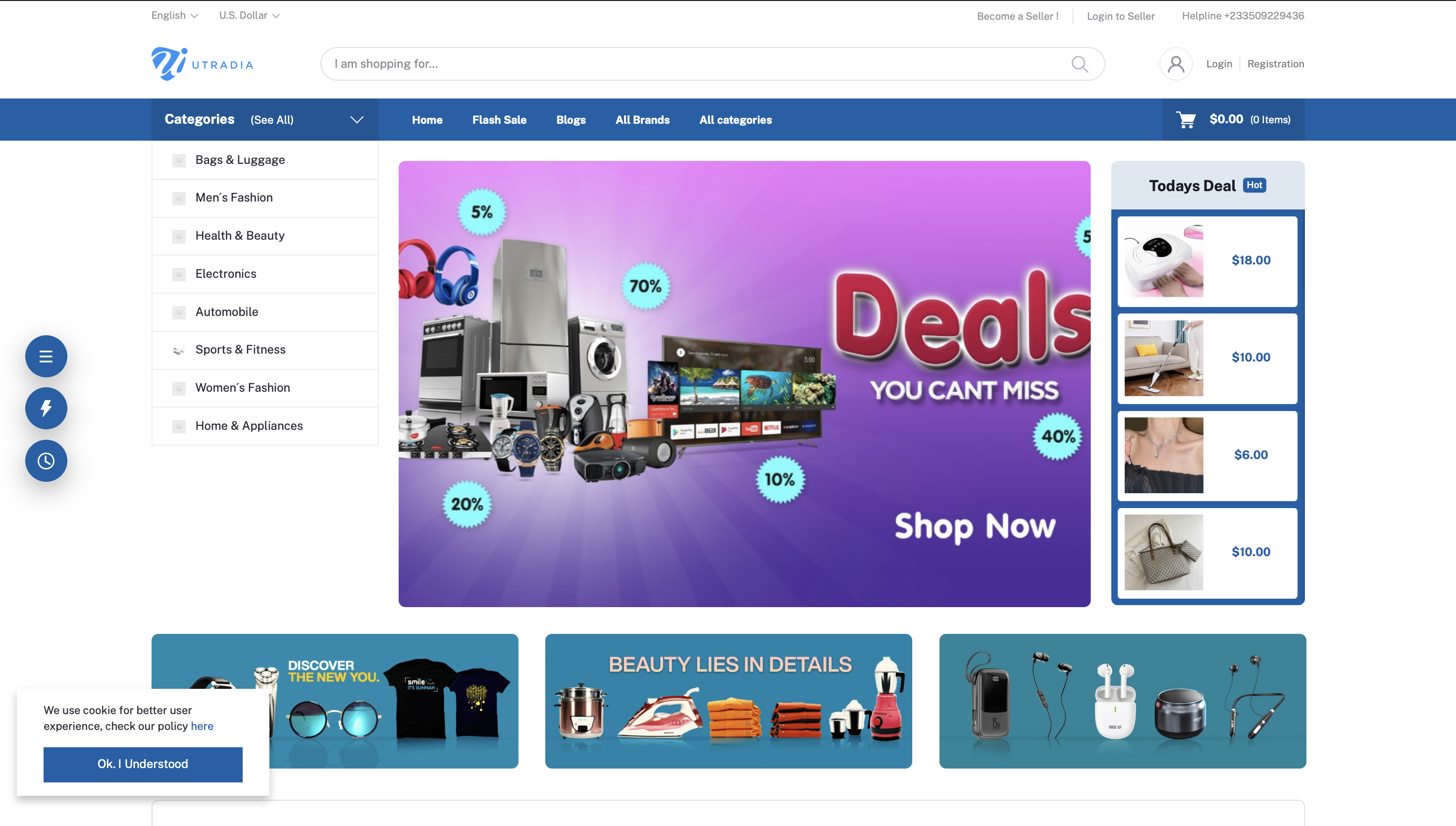 Utradia Multi Vendor Laravel Ecommerce Website